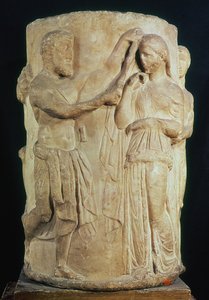 アルセステの犠牲を描いた円筒形の祭壇（大理石）